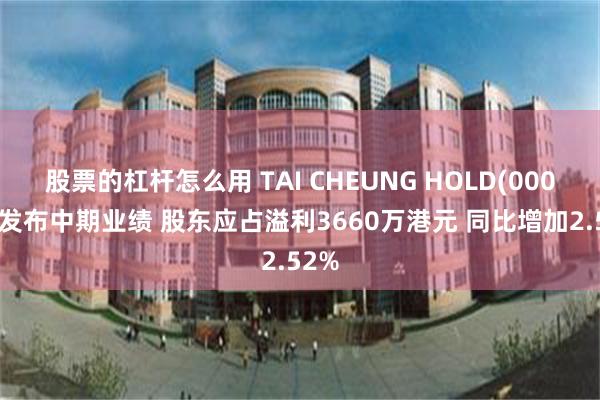 股票的杠杆怎么用 TAI CHEUNG HOLD(00088)发布中期业绩 股东应占溢利3660万港元 同比增加2.52%