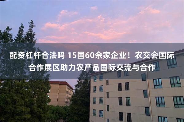 配资杠杆合法吗 15国60余家企业！农交会国际合作展区助力农产品国际交流与合作