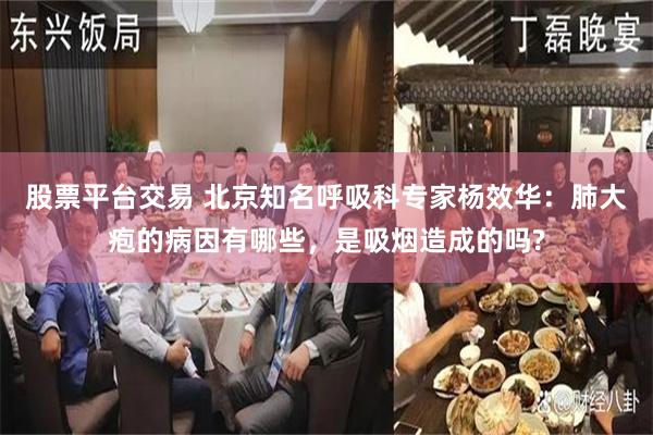 股票平台交易 北京知名呼吸科专家杨效华：肺大疱的病因有哪些，是吸烟造成的吗?