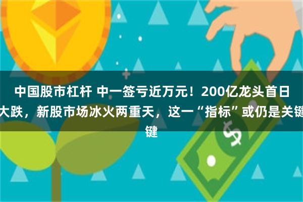 中国股市杠杆 中一签亏近万元！200亿龙头首日大跌，新股市场冰火两重天，这一“指标”或仍是关键