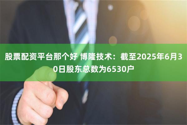 股票配资平台那个好 博隆技术：截至2025年6月30日股东总数为6530户