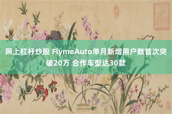 网上杠杆炒股 FlymeAuto单月新增用户数首次突破20万 合作车型达30款