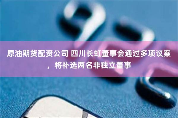 原油期货配资公司 四川长虹董事会通过多项议案，将补选两名非独立董事