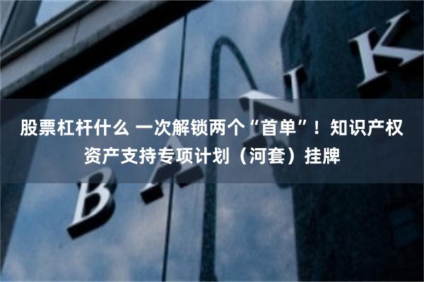 股票杠杆什么 一次解锁两个“首单”！知识产权资产支持专项计划（河套）挂牌