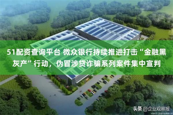 51配资查询平台 微众银行持续推进打击“金融黑灰产”行动，伪冒涉贷诈骗系列案件集中宣判