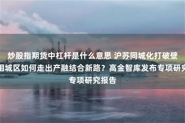 炒股指期货中杠杆是什么意思 沪苏同城化打破壁垒，相城区如何走出产融结合新路？高金智库发布专项研究报告