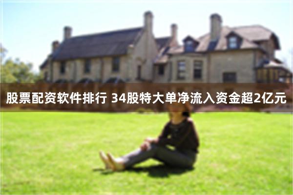 股票配资软件排行 34股特大单净流入资金超2亿元