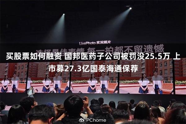 买股票如何融资 国邦医药子公司被罚没25.5万 上市募27.3亿国泰海通保荐